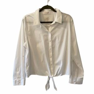 Chico’s Tie Front Button Blouse White 2.5 Large 14